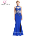 Grace Karin 2016 plus récent Backless Halter High Split Long Robes de soirée bleues Robe de bal gratuite GK000050-1